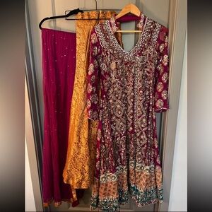 3pc Shalwar Kameez lengha Pakistani clothes Indian Wedding Shaadi Sangeet mendi